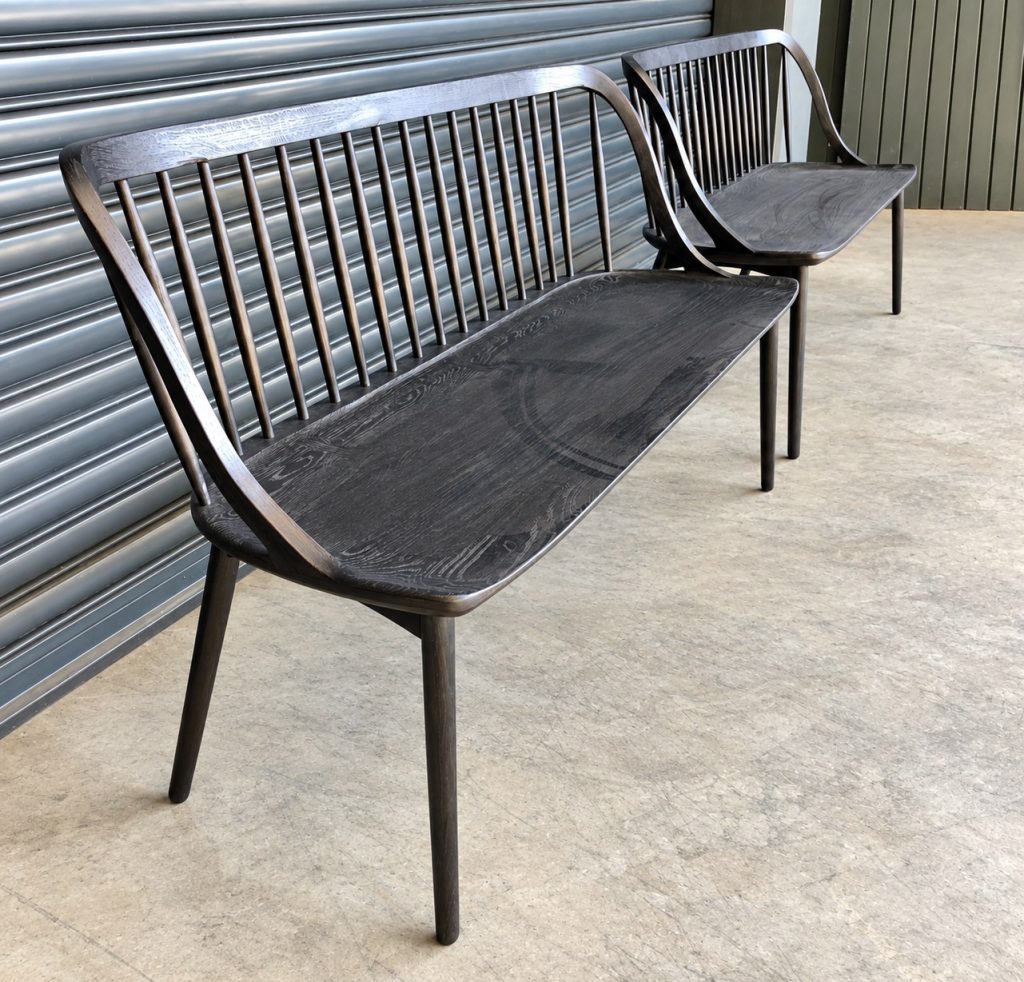 Black spindle bench and chair